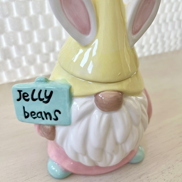 Tabletop Easter Bunny Gnome Candy Cookie Jar - Picture 2 of 10